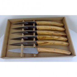 Coffret 6 couteaux de table Le THIERS® "Campagne", manche en bois d' olivier LES COFFRETS