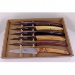 Coffret 6 couteaux de table Le THIERS® "Campagne", 6 bois differents LES COFFRETS