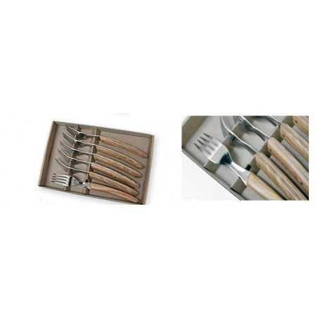 Couteau Pradel Excellence Roger Orfèvre 10107.f Coffret 6 Fourchettes, 20 Cm, Tout Inox, Décors Le Couteau Sans Lame