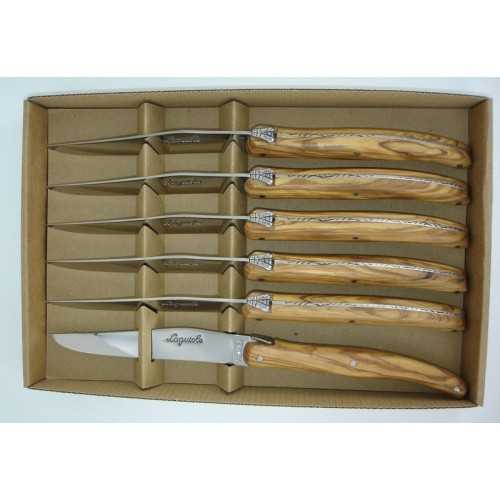 Coffret 6 couteaux de table Laguiole ,manche en bois d'olivier LES COFFRETS