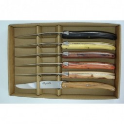 Coffret 6 couteaux Laguiole, 6 bois differents LES COFFRETS