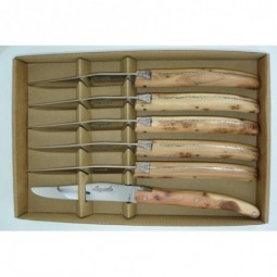 Coffret 6 couteaux Laguiole ,manche en bois de Genevrier LES COFFRETS