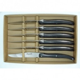 Coffret 6 couteaux Laguiole, manche en bois d' ebene LES COFFRETS