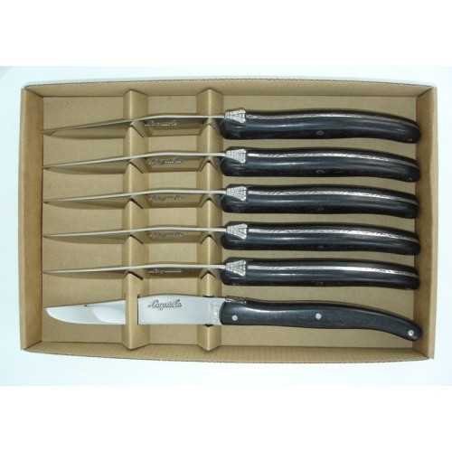 Coffret 6 couteaux Laguiole, manche en bois d' ebene LES COFFRETS