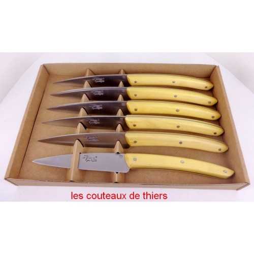 Coffret 6 couteaux de table Le THIERS®, "campagne", manche en Buis LES COFFRETS