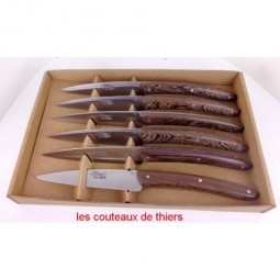 Coffret 6 couteaux de table Le THIERS®, "campagne",manche en bois de wenge LES COFFRETS