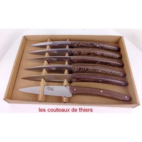 Coffret 6 couteaux de table Le THIERS®, "campagne",manche en bois de wenge LES COFFRETS