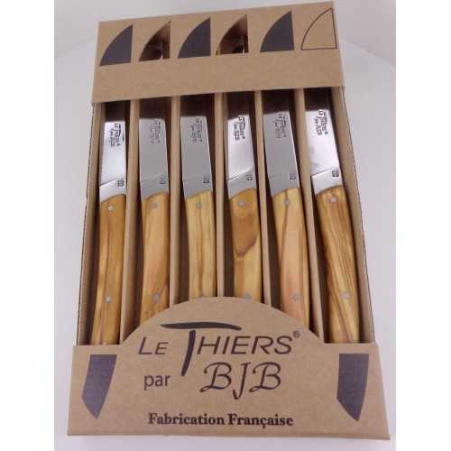 Coffret de table 6 Couteaux Olivette - Bois d'Olivier 100% Français