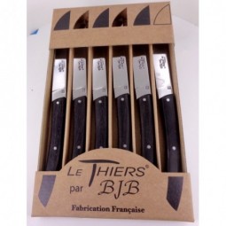 Coffret 6 couteaux Le THIERS® de table , manche en bois d' ebene LES COFFRETS