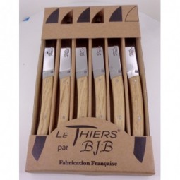 Coffret 6 couteaux Le THIERS® de table , manche en bois de chêne LES COFFRETS