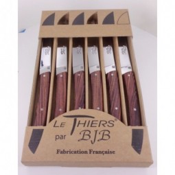 Coffret 6 couteaux Le THIERS® de table , manche en bois de violette LES COFFRETS