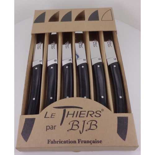 Coffret 6 couteaux de table Le THIERS® , resine NOIR UNI LES COFFRETS