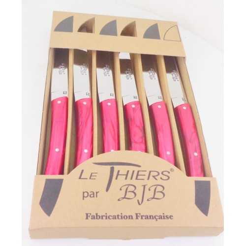 coffret 6 couteaux de table Le THIERS manche plexi rouge LES COFFRETS