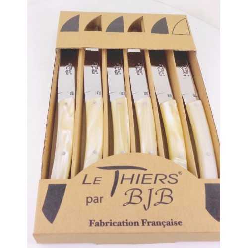 coffret 6 couteaux de table Le THIERS manche plexi naturel LES COFFRETS