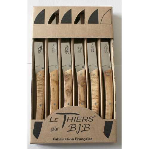 COUTEAUX LE THIERS® PLEIN MANCHE 6 COULEURS 6 COUTEAUX DE TABLE EN COFFRET  CARTON