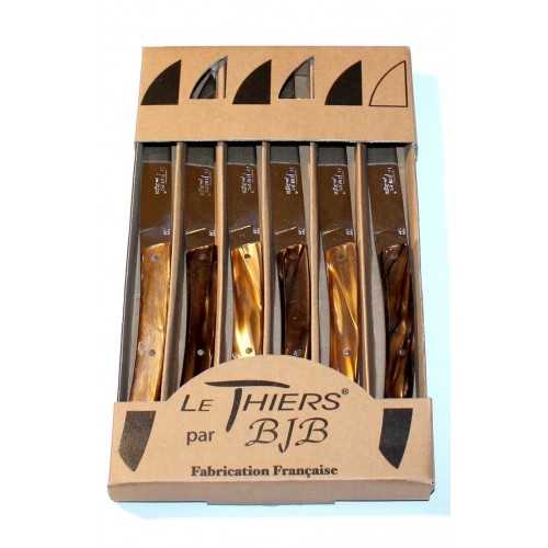 Coffret 6 couteaux de table Le THIERS® , resine couleur CHOCOLAT LES COFFRETS