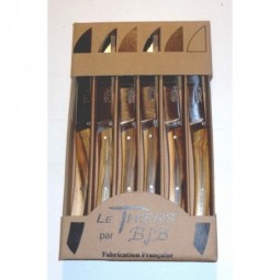 Coffret 6 couteaux Le THIERS® de table , manche en bois de Pistachier LES COFFRETS