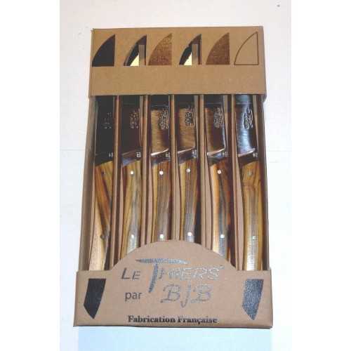 Coffret 6 couteaux Le THIERS® de table , manche en bois de Pistachier LES COFFRETS