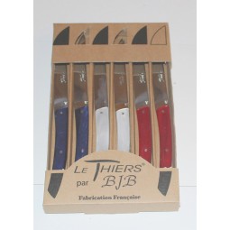 coffret 6 couteaux Le THIERS de table manche plexi " Vive La France " LES COFFRETS