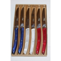 coffret 6 couteaux Le THIERS de table manche plexi " Vive La France " LES COFFRETS