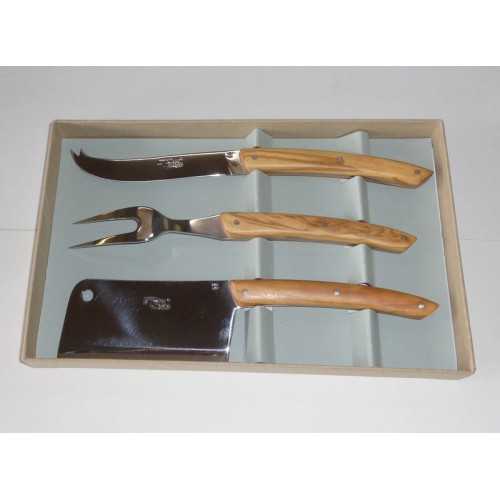 Coffret service Fromage 3 Pieces Le Thiers ,manche olivier LES ACCESSOIRES