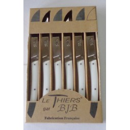 coffret 6 couteaux de table Le THIERS manche plexi " Blanc " LES COFFRETS