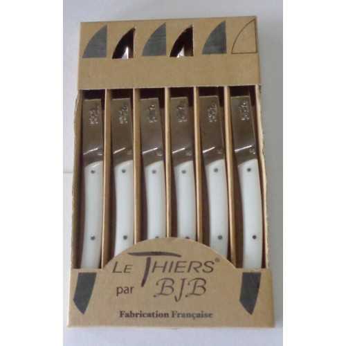 coffret 6 couteaux de table Le THIERS manche plexi " Blanc " LES COFFRETS