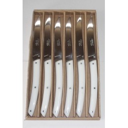 coffret 6 couteaux de table Le THIERS manche plexi " Blanc " LES COFFRETS