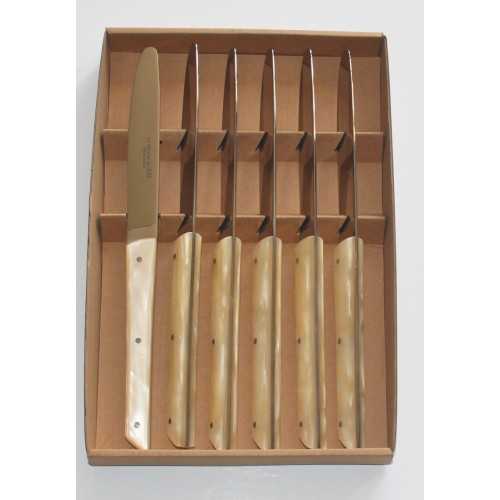 Coffret 6 couteaux de table Le BISTROT de BJB manche en plexi naturel LES COFFRETS