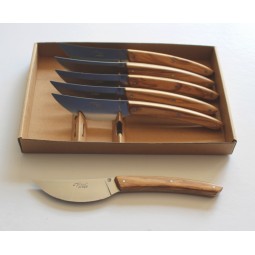 Coffret Le THIERS® ,6 couteaux " Steack " manche en bois d' olivier LES COFFRETS