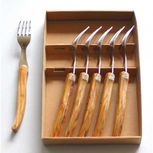 Coffret 6 fourchettes de table Laguiole ,manche en bois d' olivier LES COFFRETS Coffret 6 fourchettes de table Laguiole ,manche en bois d' olivier LES COFFRETS