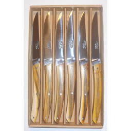 Coffret 6 couteaux Le THIERS® de table , manche en bois de Pistachier LES COFFRETS