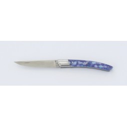 Couteau Le Thiers® ,pliant , 10 cms , manche en resine bleu marbre COUTEAUX DE POCHE PLIANTS