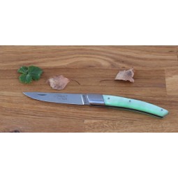 Couteau Le Thiers® pliant , 10 cms , manche en resine vert pale COUTEAUX DE POCHE PLIANTS
