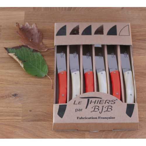 Coffret 6 couteaux Le THIERS® de table , resine, 3 sanguine 3 naturel LES COFFRETS