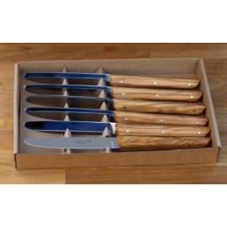 Coffret 6 couteaux de table Le BISTROT de BJB manche en bois d'olivier LES COFFRETS