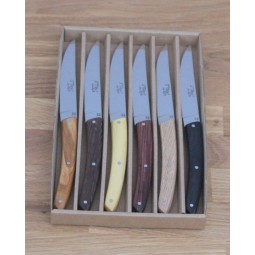 Coffret 6 couteaux Le THIERS® de Table, manche 6 bois differents LES COFFRETS