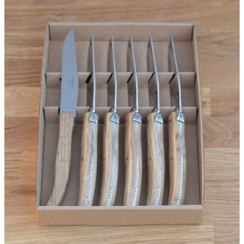 Coffret 6 couteaux de table Laguiole ,manche en bois de chene LES COFFRETS