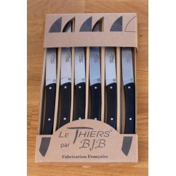 Coffret 6 couteaux de table Le THIERS® " BRASSERIE " , resine NOIR MATE LES COFFRETS