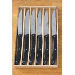 Coffret 6 couteaux de table Le THIERS® " BRASSERIE " , resine NOIR MATE LES COFFRETS